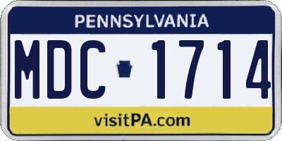 PA license plate MDC1714