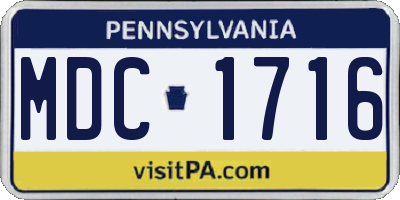 PA license plate MDC1716