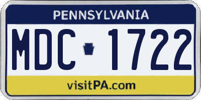 PA license plate MDC1722
