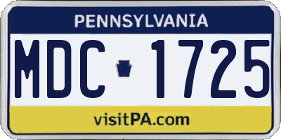 PA license plate MDC1725