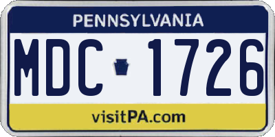 PA license plate MDC1726