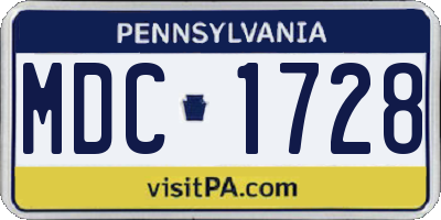 PA license plate MDC1728