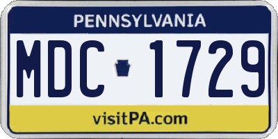 PA license plate MDC1729