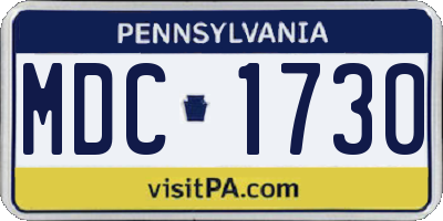 PA license plate MDC1730