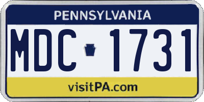 PA license plate MDC1731
