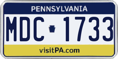 PA license plate MDC1733
