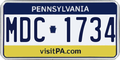 PA license plate MDC1734