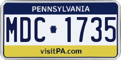PA license plate MDC1735