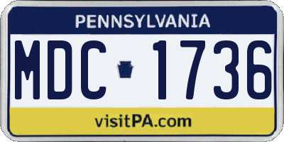 PA license plate MDC1736