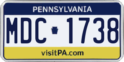 PA license plate MDC1738
