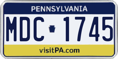 PA license plate MDC1745