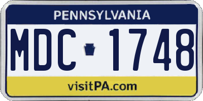 PA license plate MDC1748