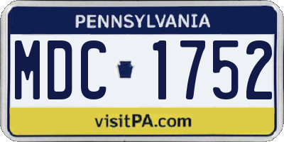 PA license plate MDC1752
