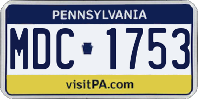 PA license plate MDC1753