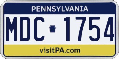 PA license plate MDC1754