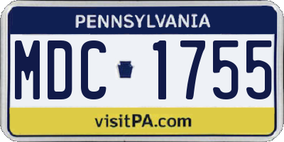 PA license plate MDC1755