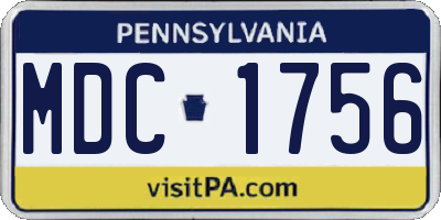 PA license plate MDC1756