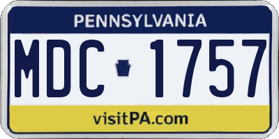 PA license plate MDC1757