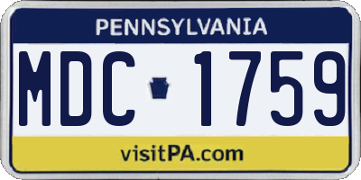 PA license plate MDC1759