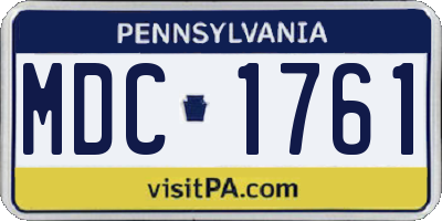 PA license plate MDC1761