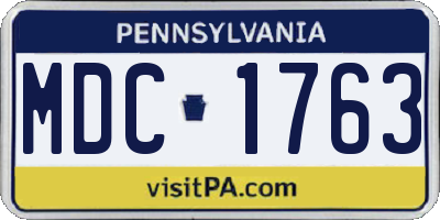 PA license plate MDC1763