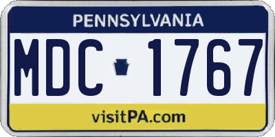 PA license plate MDC1767
