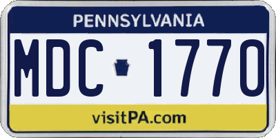 PA license plate MDC1770