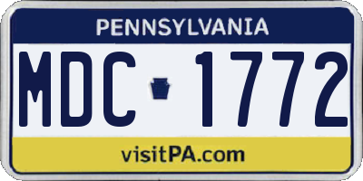 PA license plate MDC1772