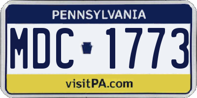 PA license plate MDC1773