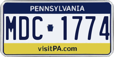 PA license plate MDC1774