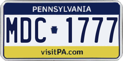 PA license plate MDC1777