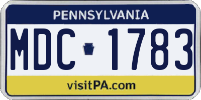 PA license plate MDC1783