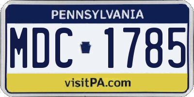 PA license plate MDC1785