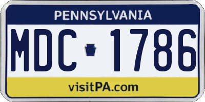 PA license plate MDC1786