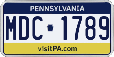 PA license plate MDC1789