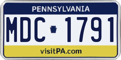 PA license plate MDC1791
