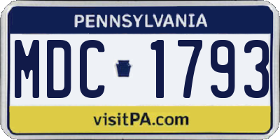 PA license plate MDC1793