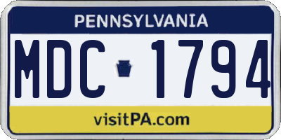 PA license plate MDC1794