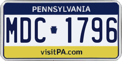 PA license plate MDC1796