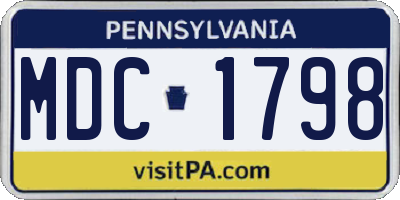 PA license plate MDC1798