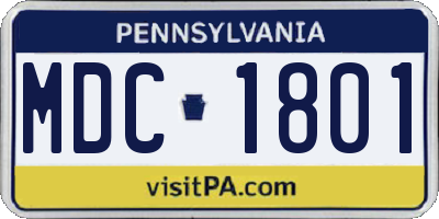 PA license plate MDC1801