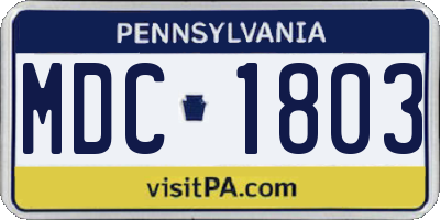 PA license plate MDC1803