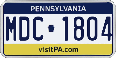PA license plate MDC1804