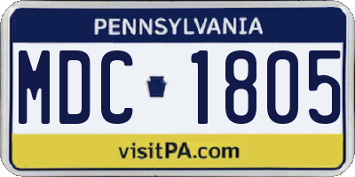 PA license plate MDC1805