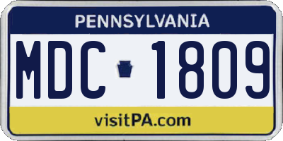 PA license plate MDC1809
