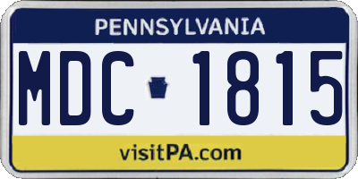 PA license plate MDC1815