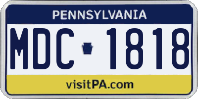 PA license plate MDC1818
