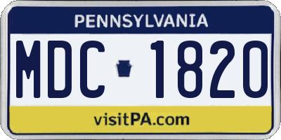 PA license plate MDC1820
