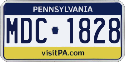 PA license plate MDC1828