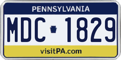 PA license plate MDC1829